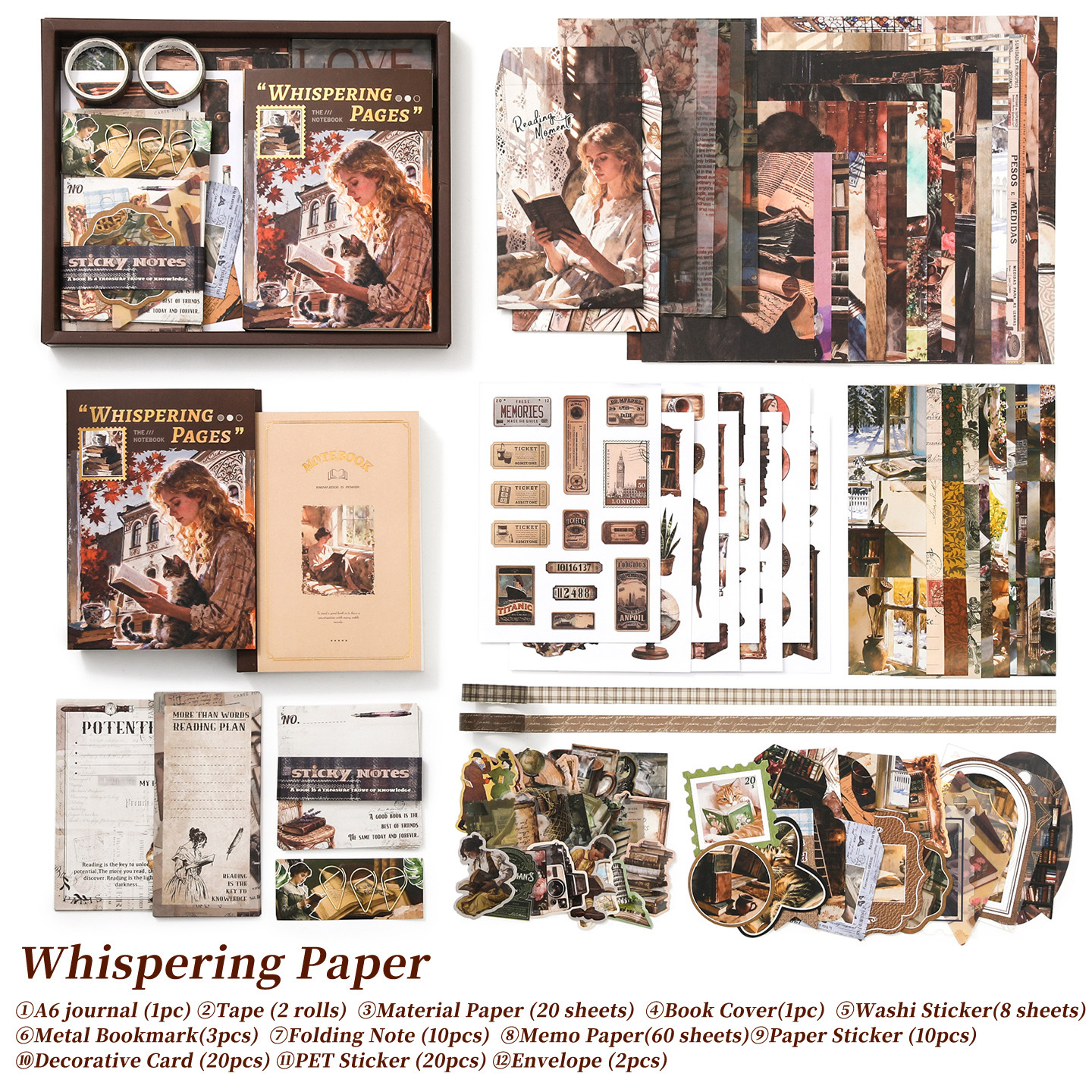 Core Mo Inglés edición europea y americana mariposa gráfica serie de cuaderno de mano material cuaderno de mano caja de regalo conjunto de cuaderno