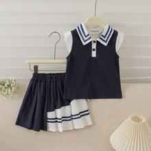 女童夏季蝴蝶结短裙套装2025新款时髦中大童洋气无袖夏季套装