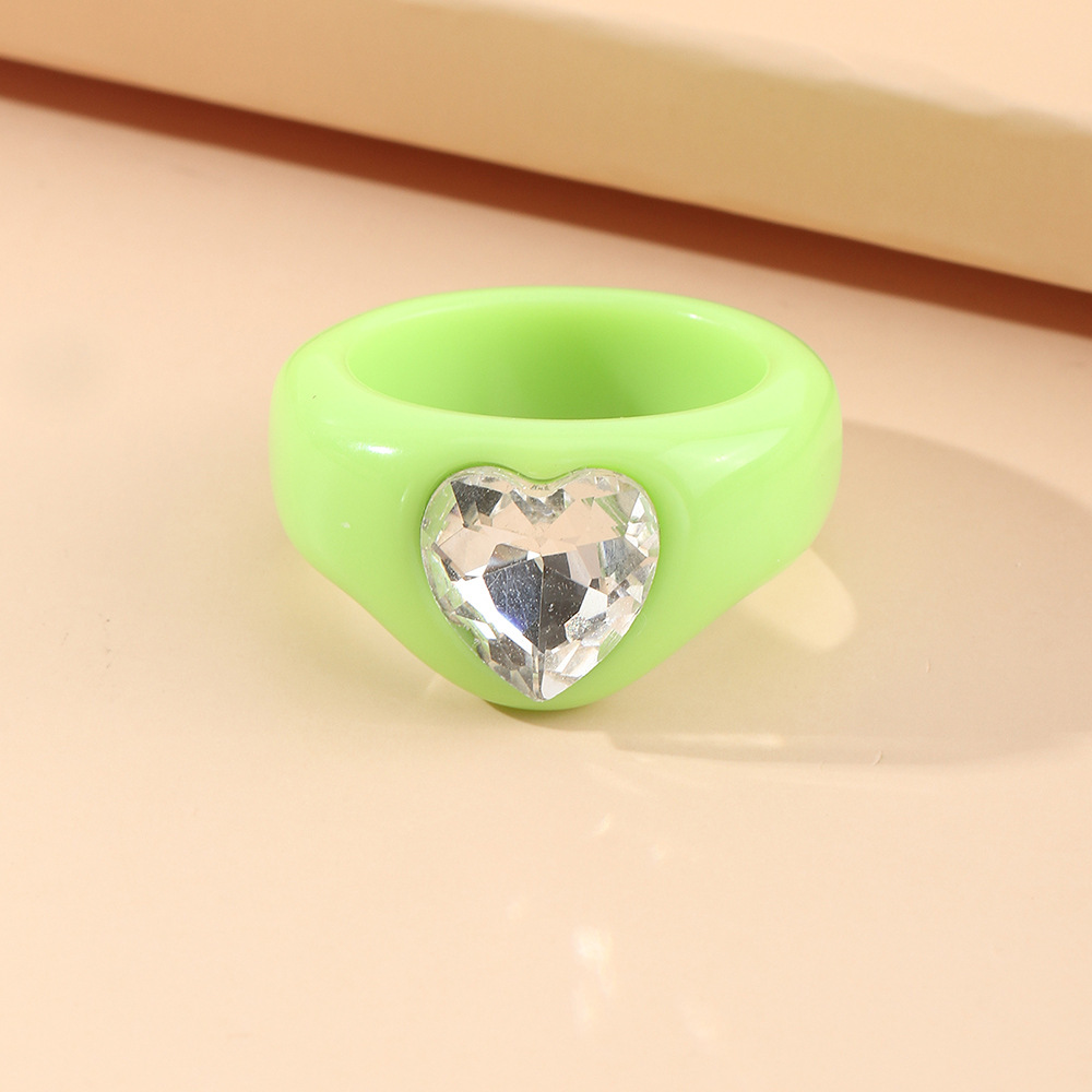 Fashion Resin Heart Zircon Jelly Color Women's Ring display picture 3