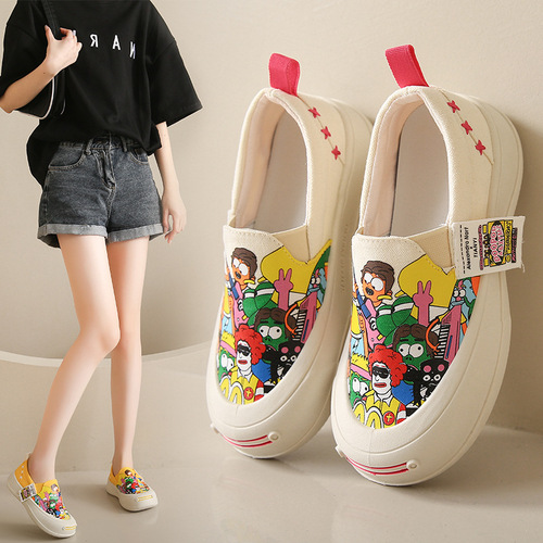  New Women's Shoes Slip-On Flat Shoes Foreign Trade Cloth Shoes Korean Style Fashion Casual Canvas Shoes Dropshipping