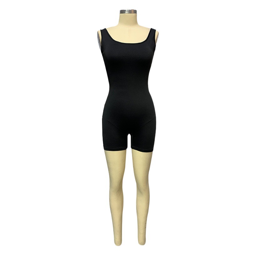 Amazon AliExpress sexy sin espalda sin cuello sin mangas mono sin espalda plisado de tres puntos Mono para mujeres transfronterizas