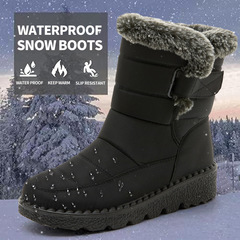 23 New Fashionable Cross-border Warm Snow Boots for Women with Velcro Waterproof European Size 44 Women's Boots Casual Women's Shoes 