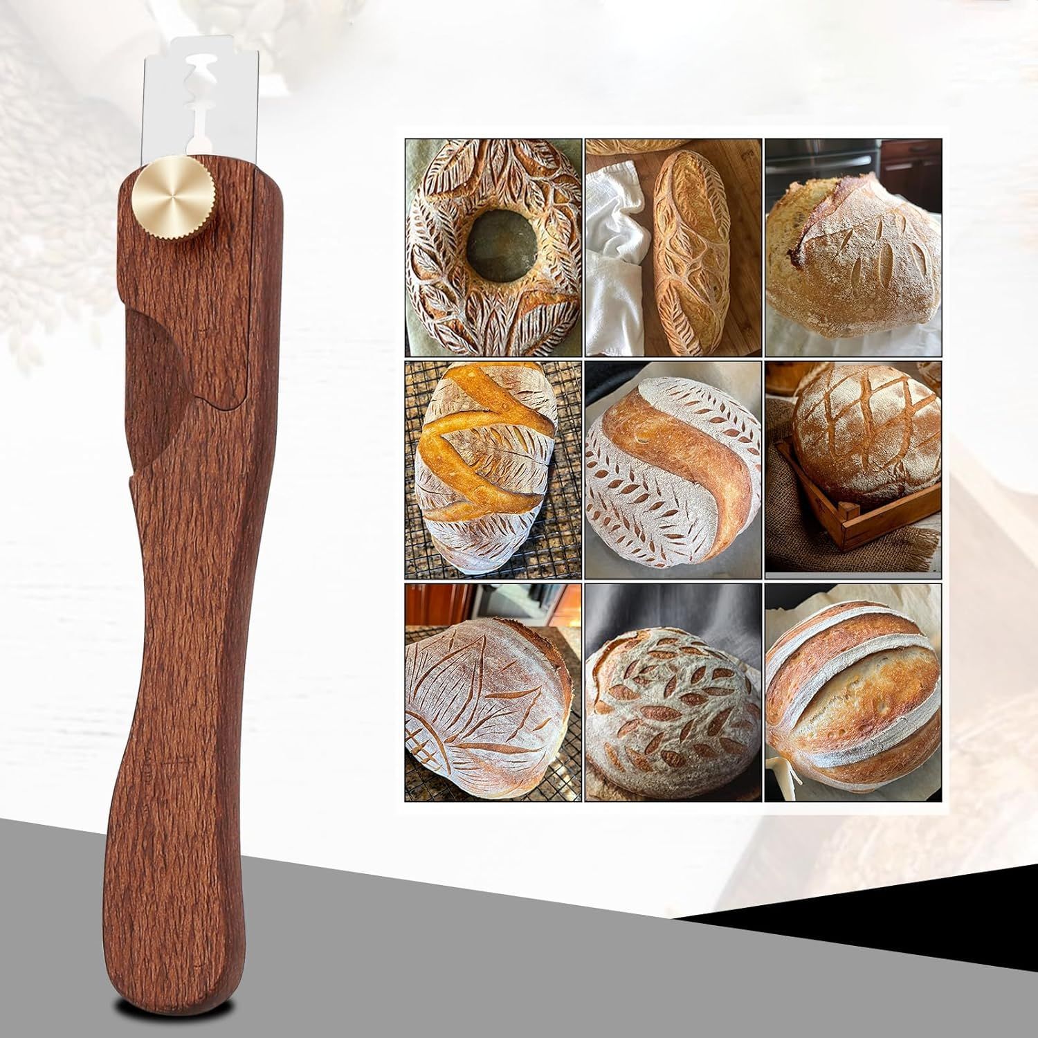 Nuevo mango de madera cuchillo de corte de pan cuchillo de corte de masa cuchillo de corte de pan europeo cuchillo de corte de pan herramienta de horneado