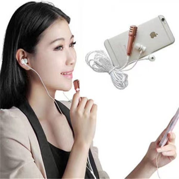 Micrófono pequeño auriculares micrófono cantar grabación en vivo auriculares teléfono móvil / cable en vivo K canción artefacto mágico