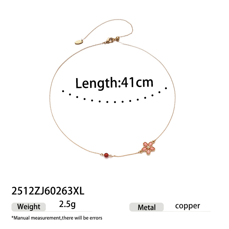 Elegante colgante de ágata rojo para mujeres simple estilo retro otoño y invierno estilo de calidad cadena de clavícula ligera lujoso nicho sentido de alta calidad