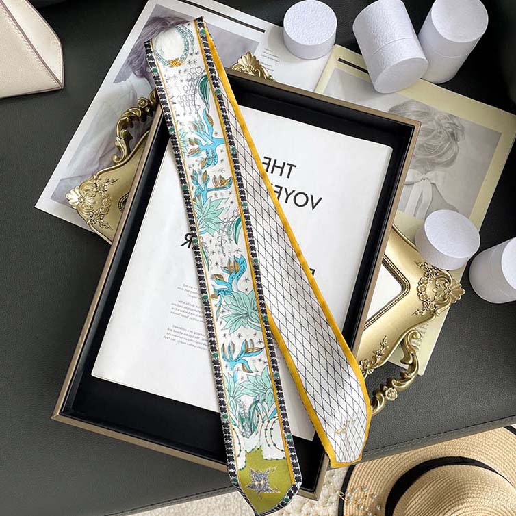 D versión alta 18 mm bufandas de seda cinta cinta delgada correa de pelo larga decoración pequeña bufandas animales de la selva H