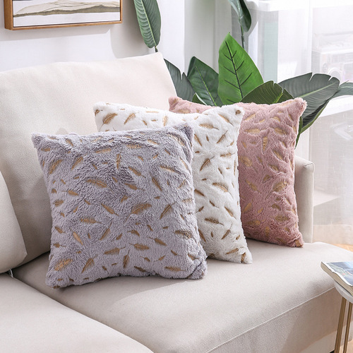Double-sided feather stamping plush pillowcase cross-border Amazon home Nordic sofa pillowcase