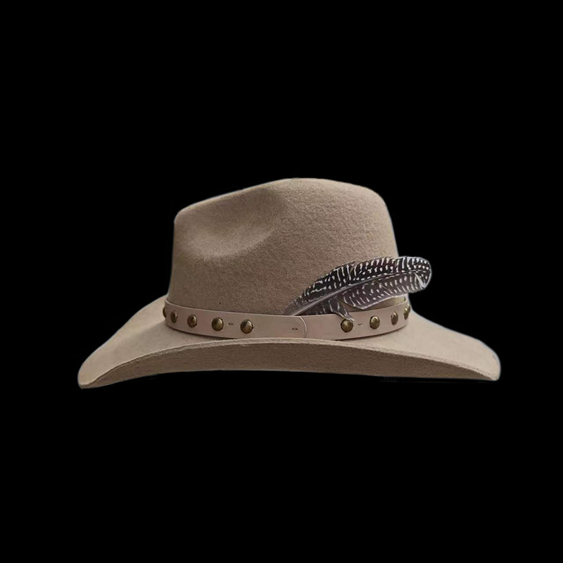Cappello a cilindro in pura lana con protezione solare per esterni New Western Jazz_voghion.com