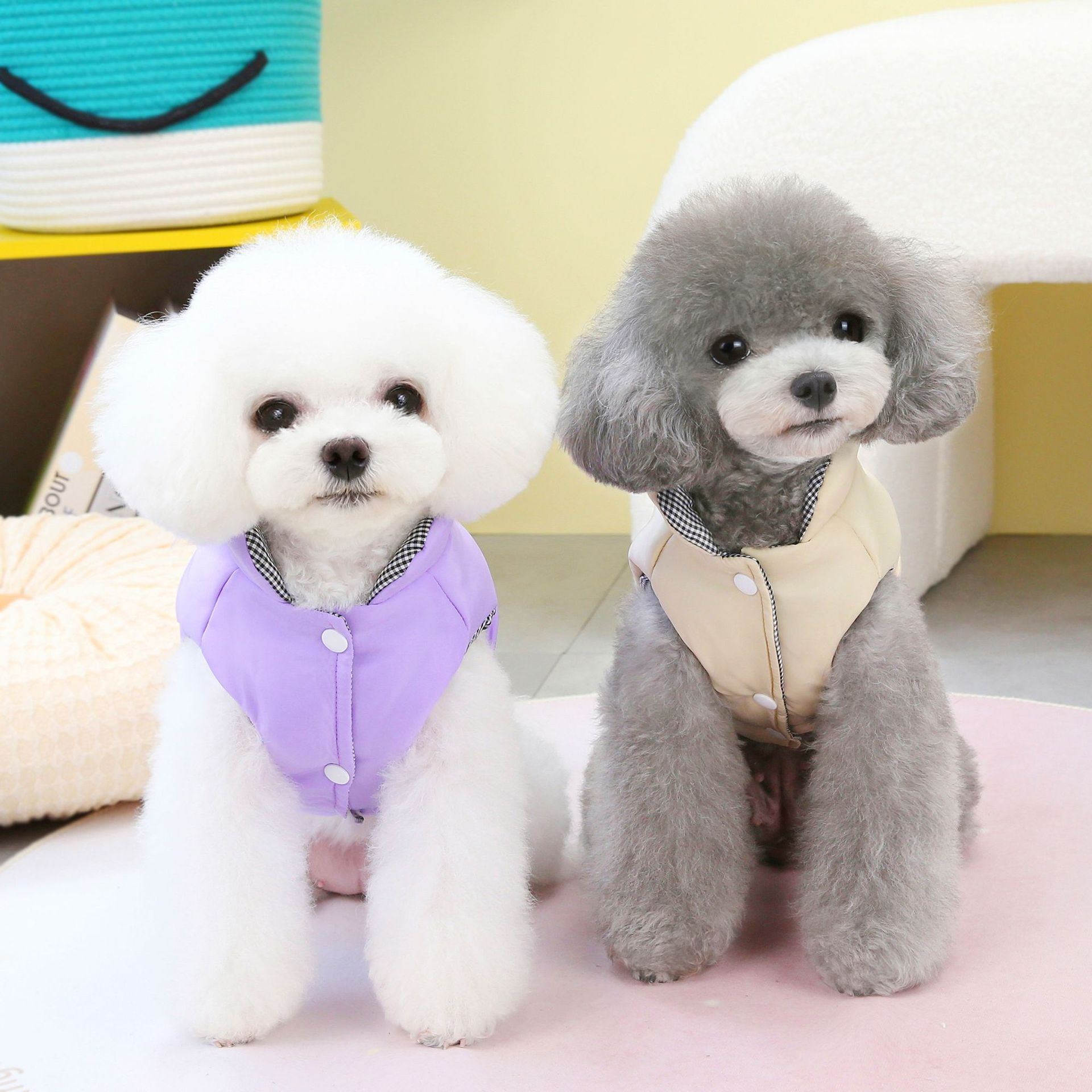 Ropa para perros ropa para mascotas Otoño e Invierno ropa de algodón acolchado ropa para mascotas Teddy invierno Nuevo 23 Dos divertidos Chaleco de algodón