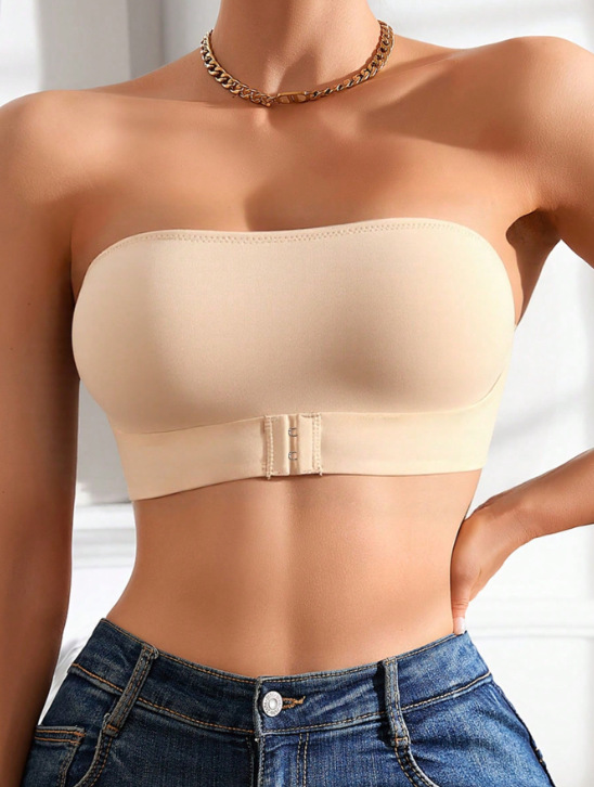 Hebilla delantera sexy, soporte lateral, top de tubo antideslizante para mujer, corsé ligero y transpirable, pecho pequeño, sujetador fruncido, sin tirantes