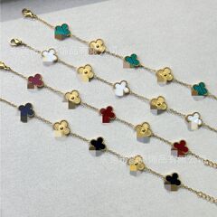 ベストセラーのクロスボーダー四つ葉のクローバーブレスレット、五つ葉の花のネックレス、女性用の軽い高級感、ハイエンド、シンプルなニッチハンドジュエリーブレスレット