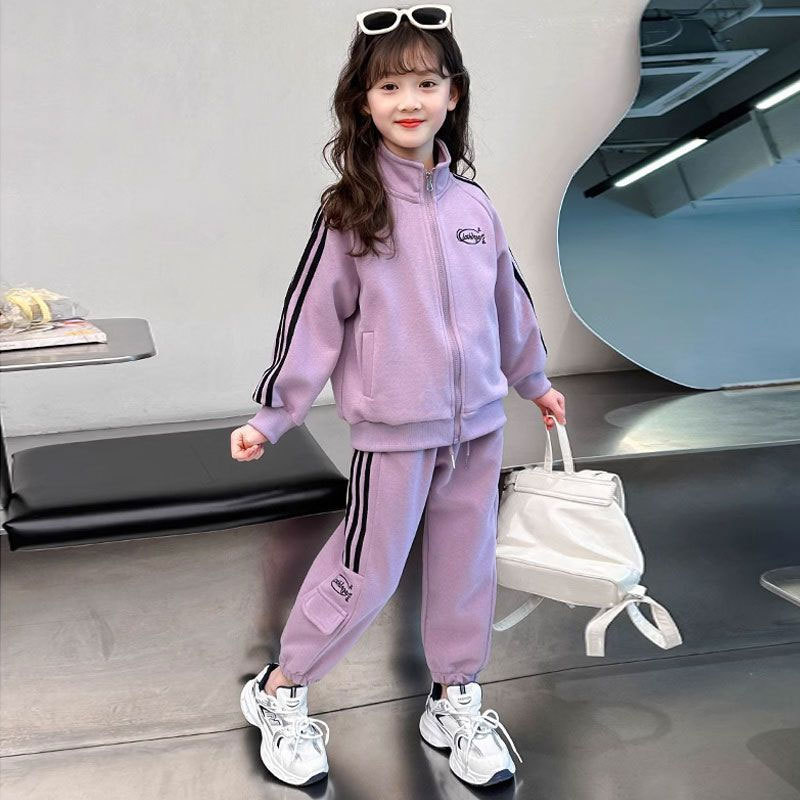 女童套装2026新款春秋季中大童洋气时髦休闲卫衣外套束脚裤两件套