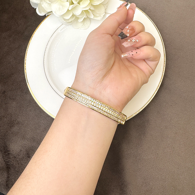 Brazalete de 18k de galvanoplastia de oro de arena antigua transfronteriza, anillo de gypsophila de diamantes