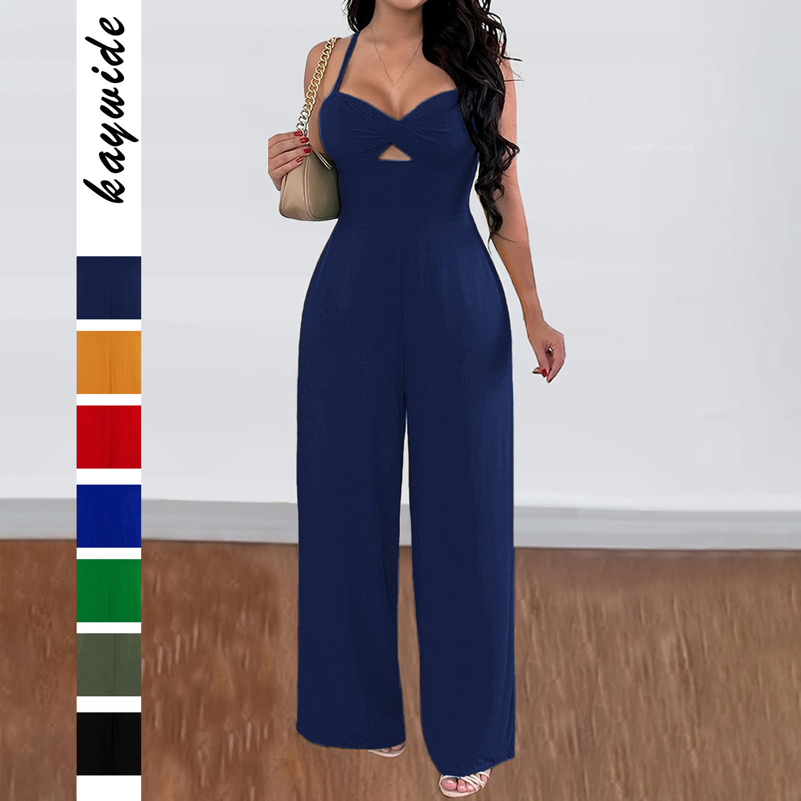 Kaikuo2025 primavera y verano Europa y los Estados Unidos vacaciones ocio transfronterizas estilo de viaje de cabina de color sólido pantalones de piernas anchas ropa de mujer