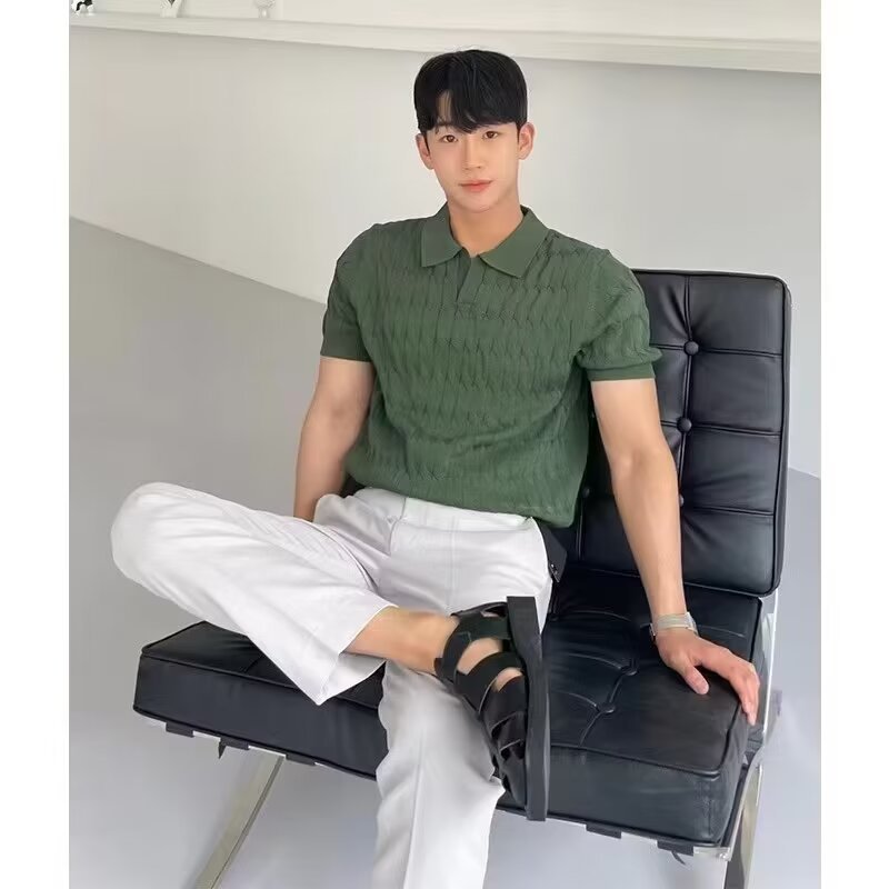 夏季轻熟POLO杉男韩版修身翻领纯色休闲薄款针织t恤跨境外贸批发|undefined