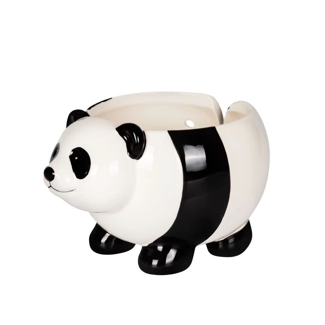 Cuenco de almacenamiento textil de lana de mesa de sala de estar con forma de panda linda transfronteriza estadounidense