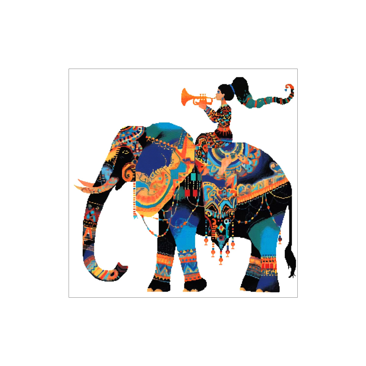 Mona Lisa Real bordado cruzado nuevo elefante lindo animal estilo nacional sala de estar decoración de entrada bordado a mano
