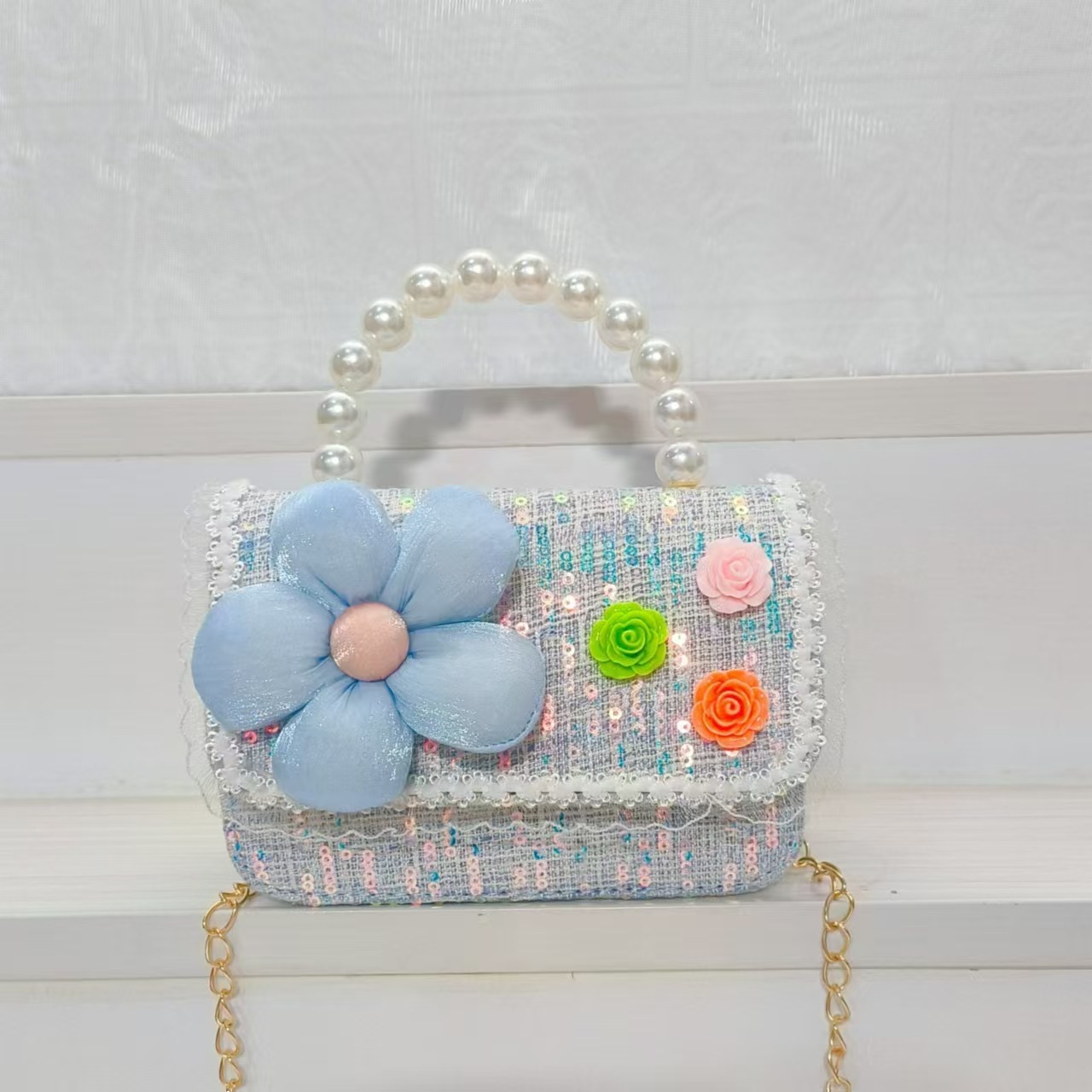 Bolso de princesa, bolso de perla, bolso de hombro, bolso de cambio, bolso de accesorios, bolso de cadena, bolso de Año Nuevo para chicas