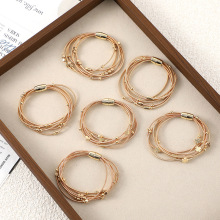 跨境时尚手链轻奢金银珠编织扣手环欧美风高级波西米亚百搭手链