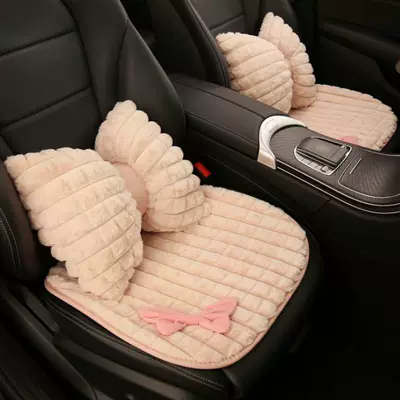 Wool pad, winter seat cover winter warm - pink-bow-pink-1-seat-cushion-1-lumbar-support
