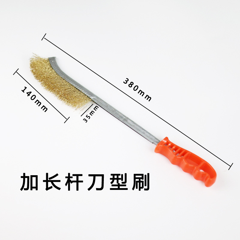 九頭馬鋼線ブラシ銅メッキ鋼線ナイフ型ブラシプラスチック柄清潔工業銅線除錆バーベキューネット鋼線ブラシ|undefined