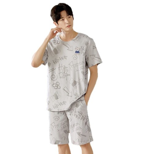 Men's Summer Short-Sleeve Shorts Thin Plus Size Casual Japanese Youth Homecoming Set Student Summer
