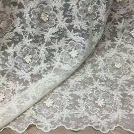 秋冬蕾丝底刺绣树叶立体绣网纱柔软棉线立体创意花边服装绣花面料