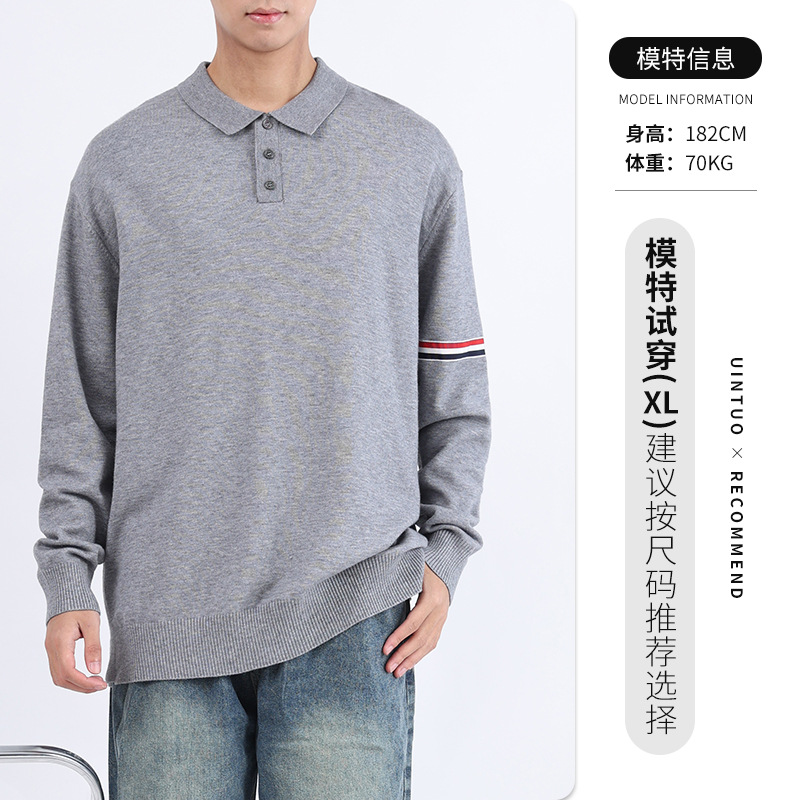 Uniqlo hombre lujo ligero transfronterizo de alto nivel suéter de punto perezoso estilo hombre de negocios ocio condujo polo camisa