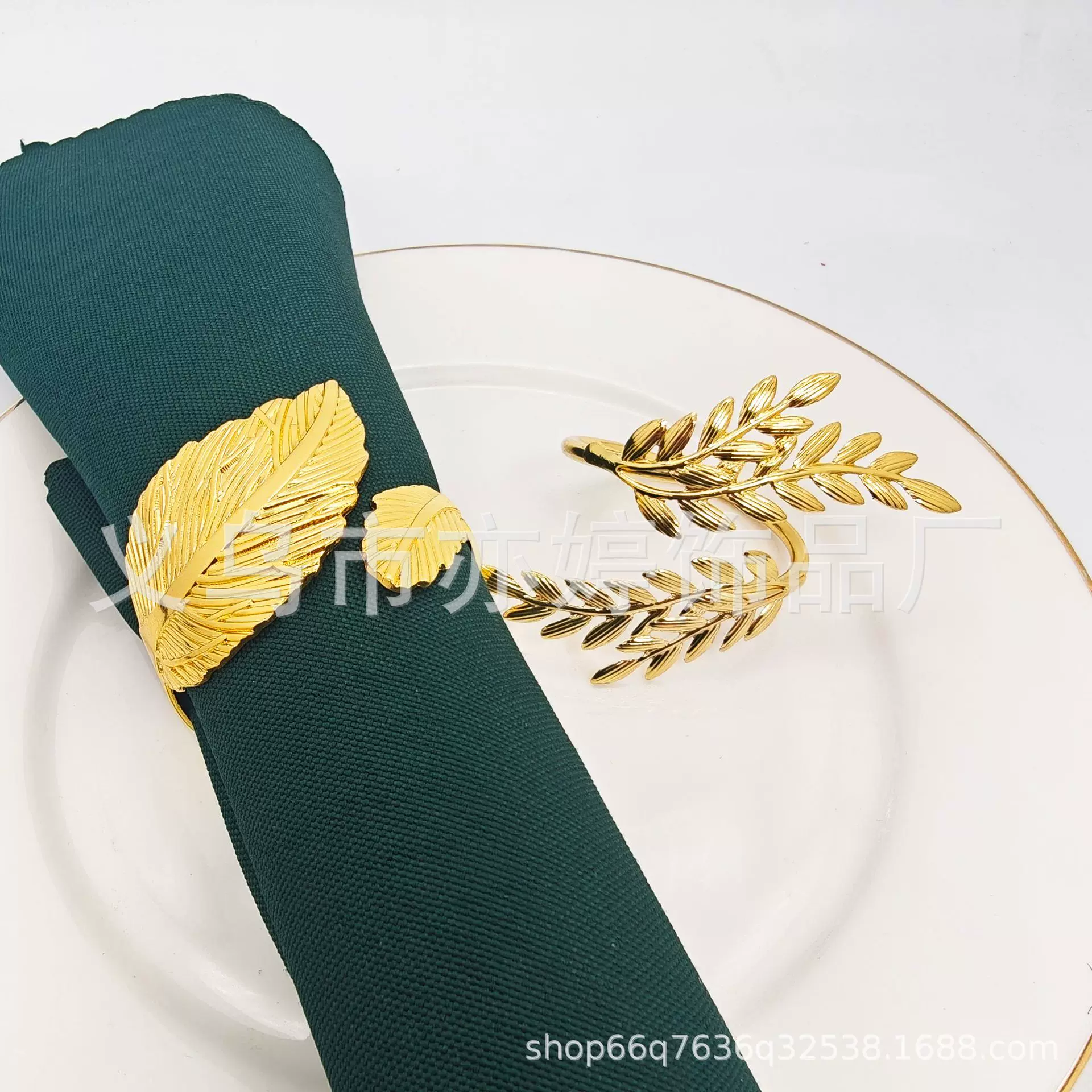 跨境树叶餐巾环金属餐巾圈西式餐厅假日派对酒店摆台装饰餐巾扣