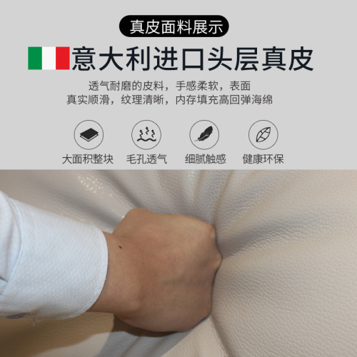 Postmodern Light Luxury Genuine Leather Bed for Two, 1.8m, American-Style Hotel Model Room, Hong Kong-Style Light Luxury Furniture—Leather Bed for Master Bedroom