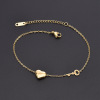 Golden fashionable summer ankle bracelet stainless steel, Korean style, simple and elegant design, pink gold, does not fade