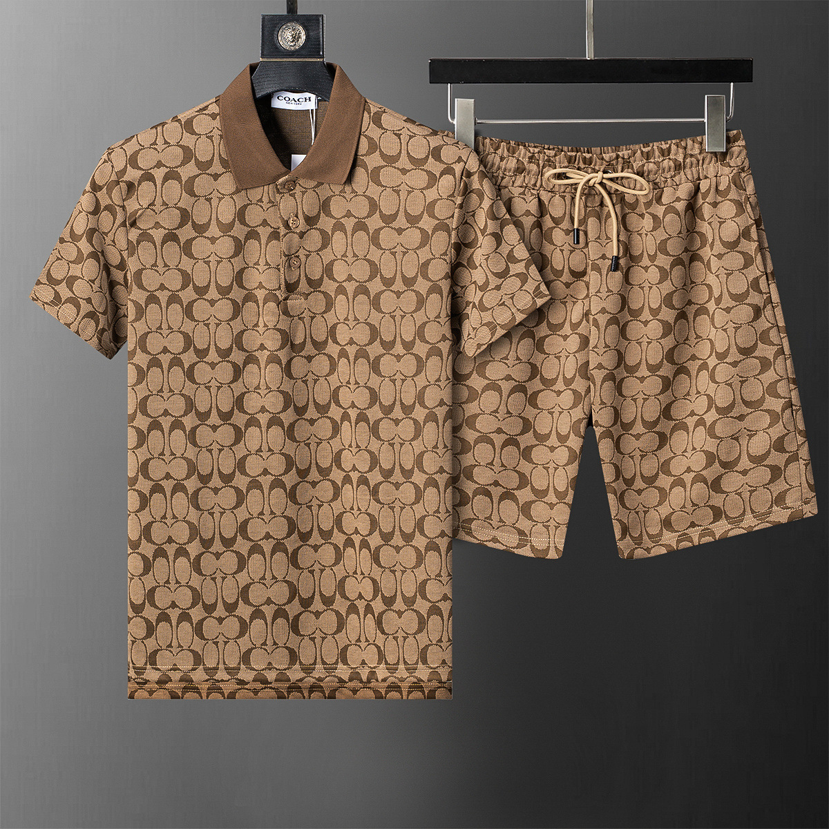 Traje de manga corta de alta calidad, traje de solapa, letras clásicas, traje POLO de algodón con impresión completa, estilo masculino y femenino