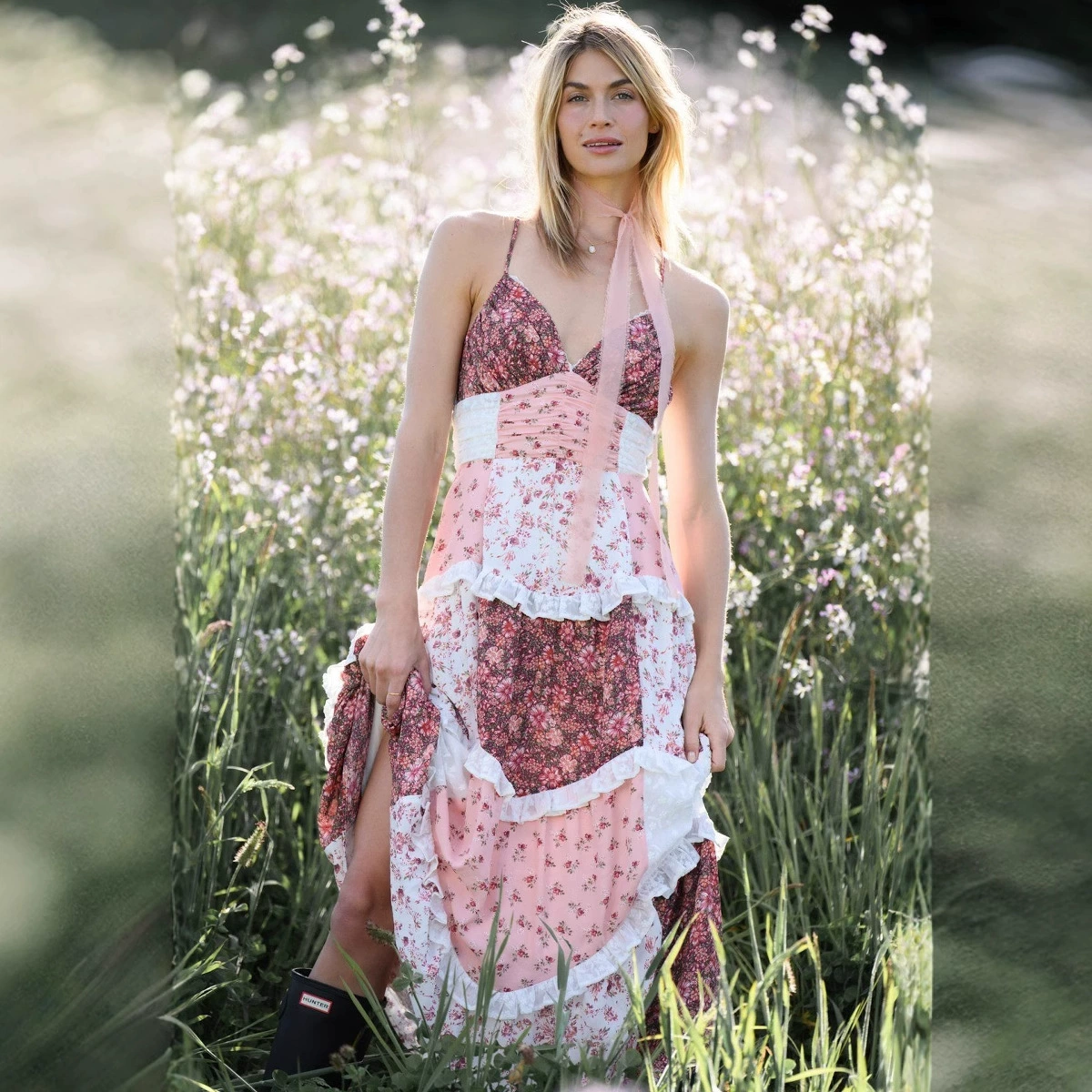 2025 европейская и американская женская одежда AliExpress Amazon без рукавов с цифровым принтом длинная юбка сшитая юбка