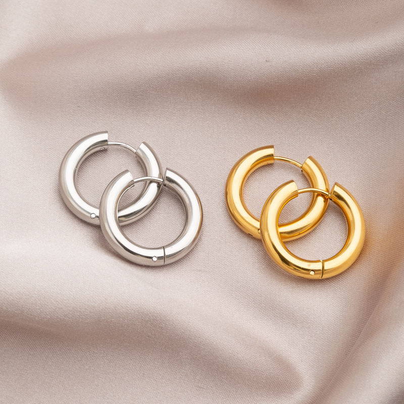 1 Pair Simple Style Geometric Plating Titanium Steel Hoop Earrings display picture 4