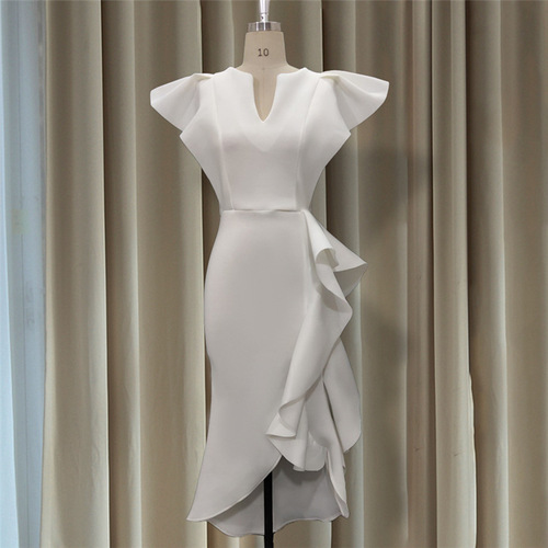 white dress European and American long skirt printed Africa