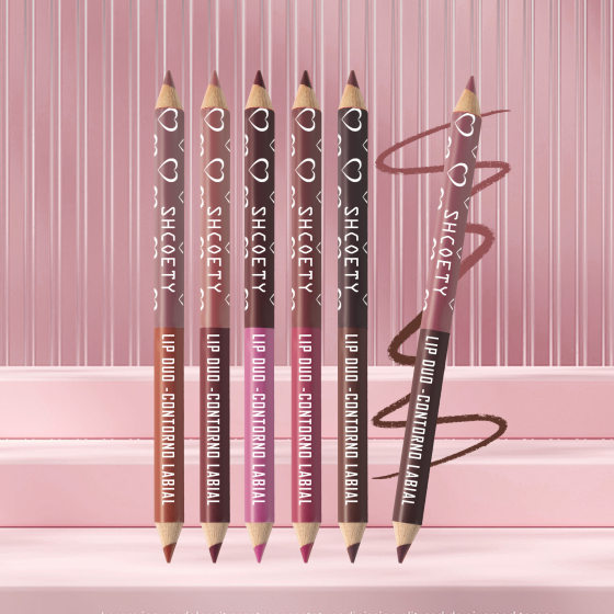 SHCOETY Cross-border Double-head Double-color Wooden Lip Liner 6 Pack Matte Long-lasting Easy-to-color non-stick cup Gou Line Pen