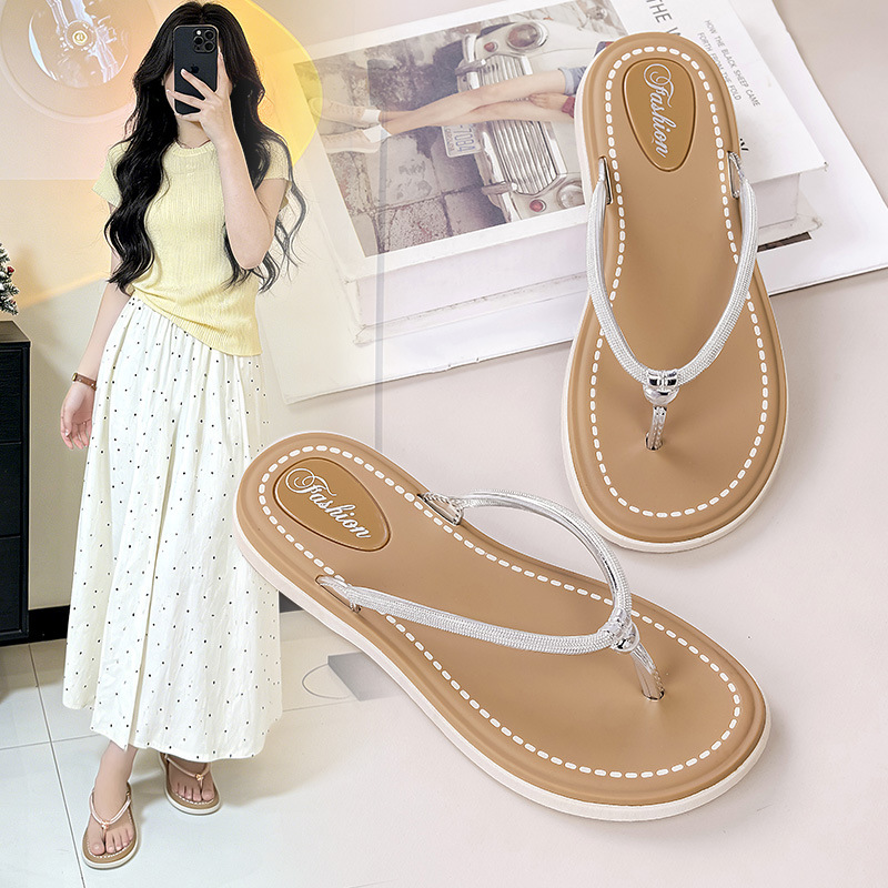 Charming Shark Fashion New Style Casual Women's Flip-Flops for Spring and Summer, Flat Sandals for Outdoor Wear, Thong Sandals for Women