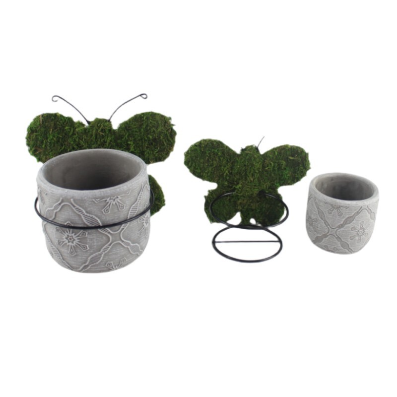 Hot-Selling Small Cement Flower Pots, Fashionable Office Desktop Mini Small Cement Flower Pots with Rattan Butterflies Hot-Selling Small Cement Flower Pots, Fashionable Office Desktop Mini Small Cement Flower Pots with Rattan Butterflies