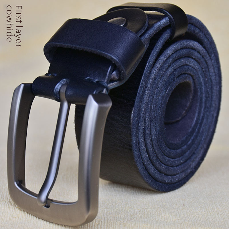 Zuivere koeienhuid riem Heren Echt Leer Vintage Casual Koeienhuid Riem Toplaag Koeienhuid Pin Gesp Riem Handgemaakte Riem_voghion.com