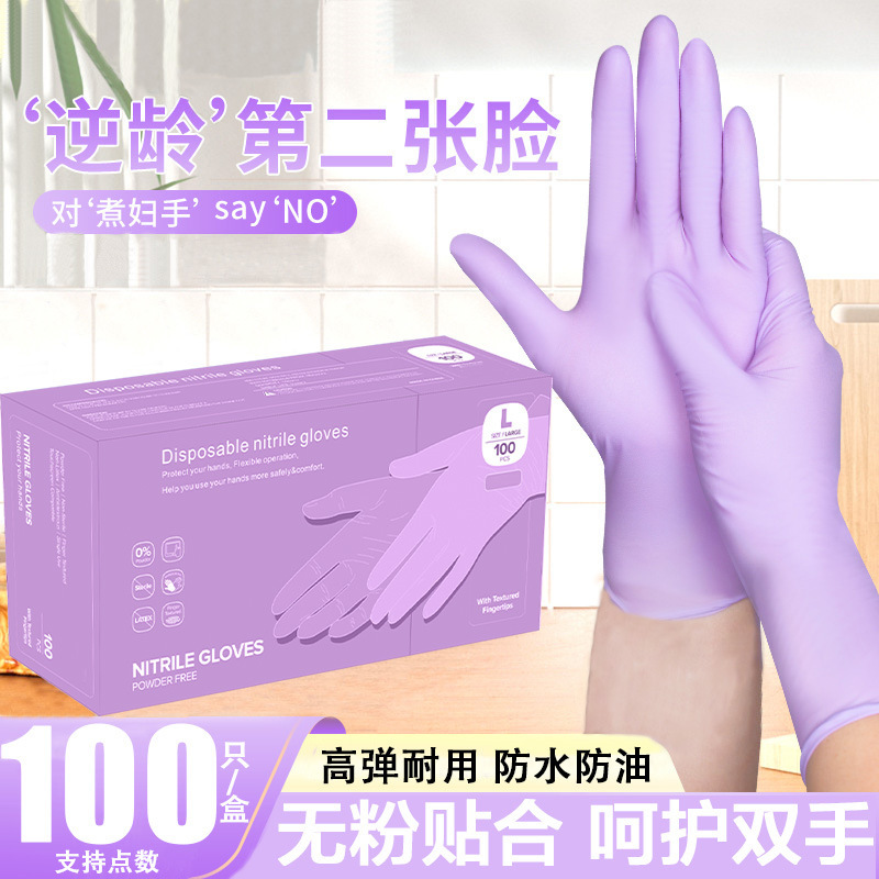 9inch 일회용 니트릴 장갑 검은 자두 보라색 주방 식기 세척 고무 가사 니트릴 장갑