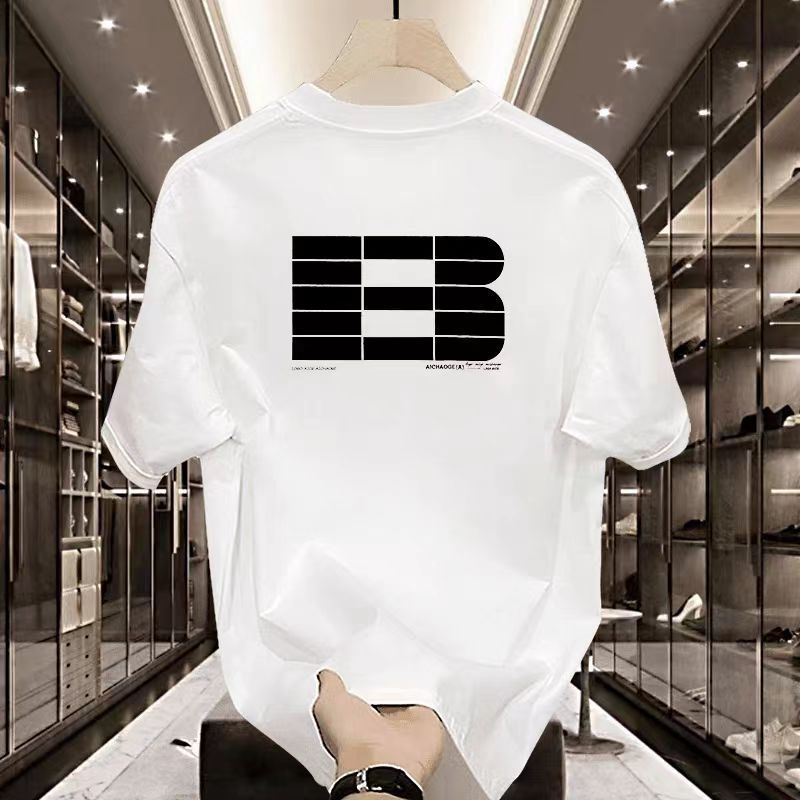 Ropa de verano para hombre, nuevo estilo, versátil, atractivo, estilo americano de Hong Kong, camiseta de manga corta, top con media manga y cuello redondo._voghion.com