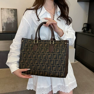 欧美时尚印花手提包大容量复古潮流托特包PU轻奢质感流行通勤女包