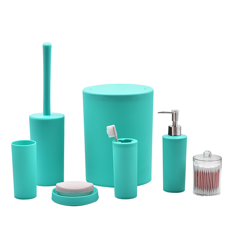 Artículos de baño de plástico algodón puede cepillo de dientes taza de algodón transparente tubo de hisopo traje de cepillo de baño enjuague bucal taza bote de basura