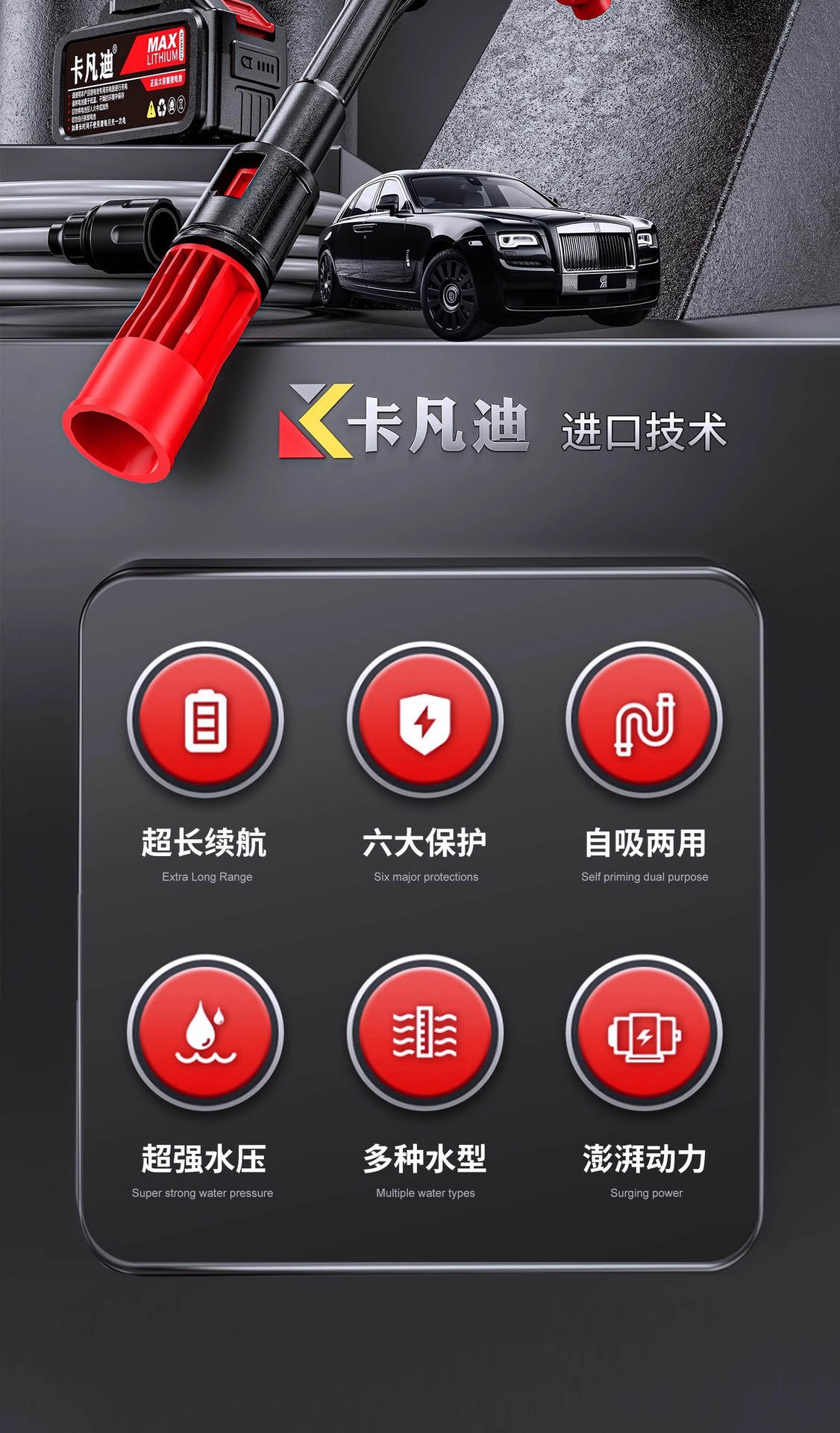 Factory Customized Household Handheld Powerful Supercharged Water Gun Car Wash New Wireless Lithium Battery High Pressure Car Wash Machine