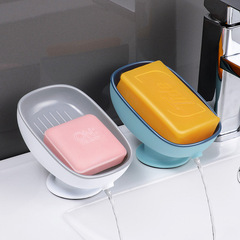 Adhesive Soap Dish Bathroom No-Drill Home Sink Surface Soap Holder Creative Drain Layer Laundry Soap Stand Organizer