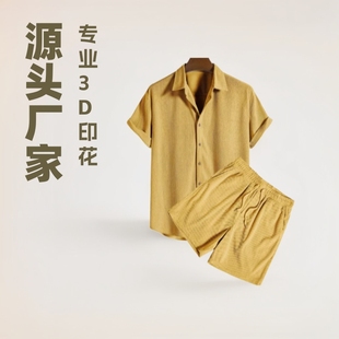 Cross-Border Exclusive Summer New Casual Men's Short-Sleeved Shirts and Shorts Large Size Casual Men's Short-Sleeved Shirts