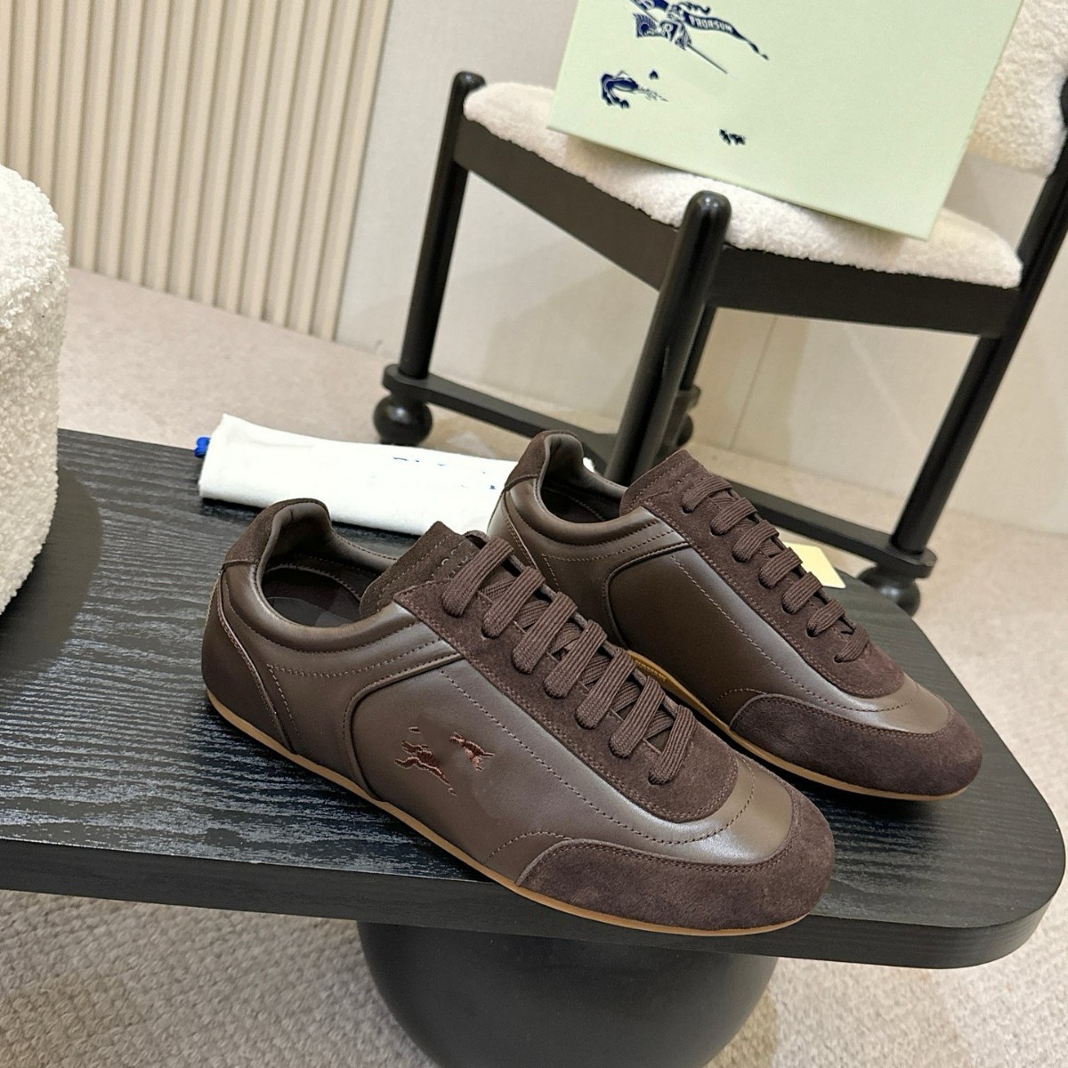 Cross-Border 2026 Couple's Retro Genuine Leather Patchwork Casual Sports Shoes, Classic Pony Embroidery Flat German Training Shoes
