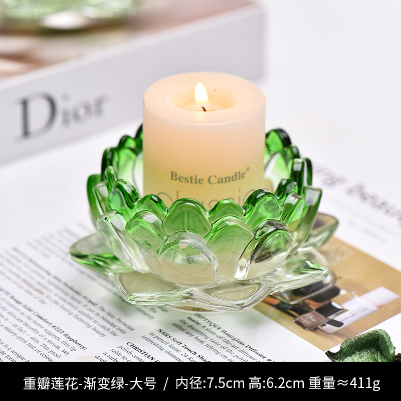 工場製ガラス蓮の花燭台 結婚式のお祝い燭台飾り クリスマス 家庭用祭典ガラス透明燭台|undefined