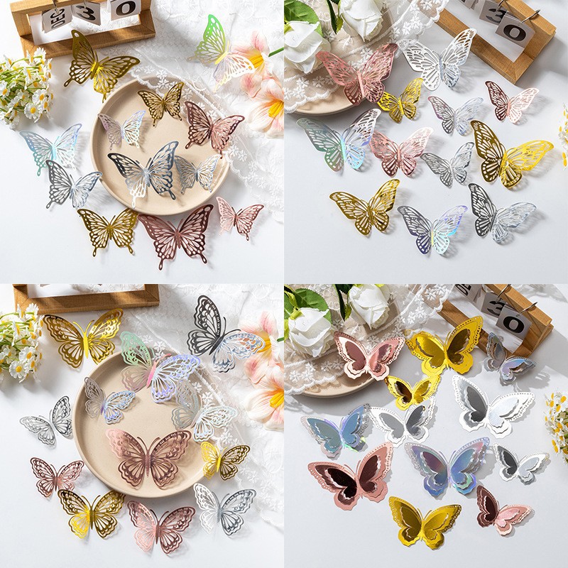 3D estereoscópico mariposa pared pegatinas decoración de alta sensación autoadhesiva casera diseño festivo de bodas caseras pegatinas creativas festivas