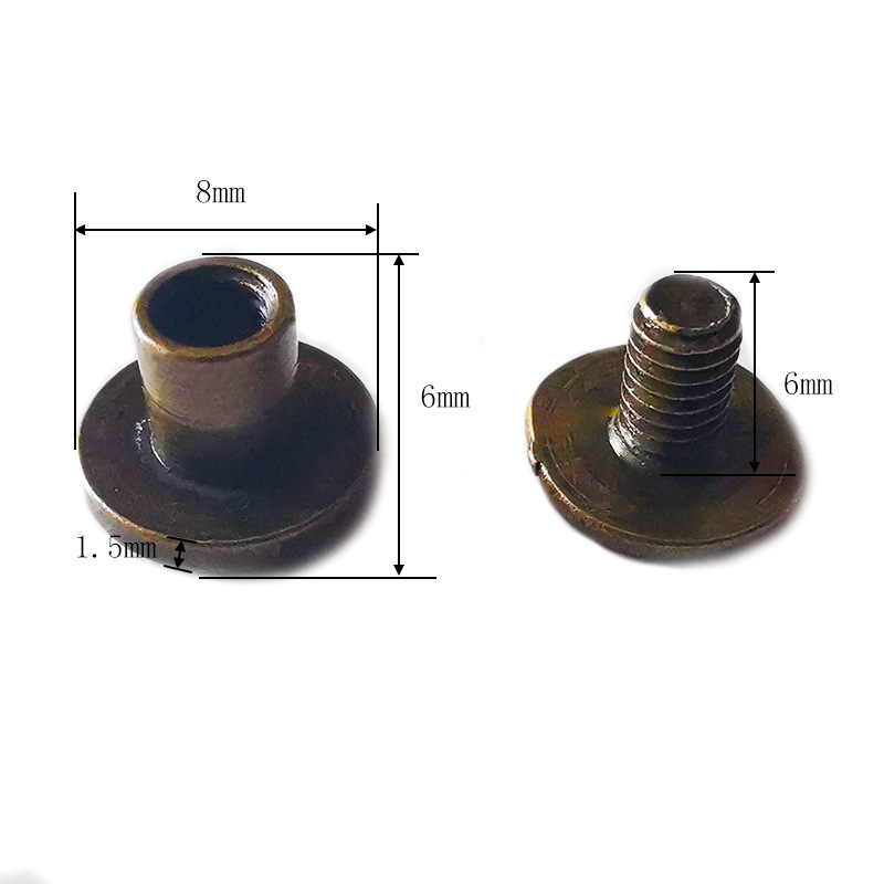 Clavo del libro de cuentas, cerradura de par de niño y madre dorado, tornillo de una palabra, álbum de fotos, calendario de escritorio, receta, par de remaches de niño y madre, tachuelas de cuero